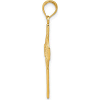 14K Yellow Gold Diamond-Cut Celtic Cross Pendant - Polished Finish by Oro Pregiato