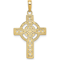 14K Yellow Gold Diamond-Cut Celtic Cross Pendant - Polished Finish by Oro Pregiato