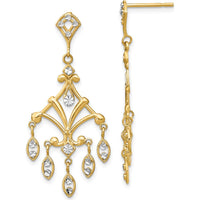 14K Yellow Gold Diamond-Cut Chandelier Dangle Earrings with Rhodium Plating - 1.20 Carat Total Diamond Weight by 0