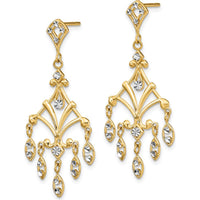 14K Yellow Gold Diamond-Cut Chandelier Dangle Earrings with Rhodium Plating - 1.20 Carat Total Diamond Weight by 0
