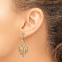 14K Yellow Gold Diamond-Cut Chandelier Dangle Earrings with Rhodium Plating - 1.20 Carat Total Diamond Weight by 0
