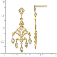 14K Yellow Gold Diamond-Cut Chandelier Dangle Earrings with Rhodium Plating - 1.20 Carat Total Diamond Weight by 0