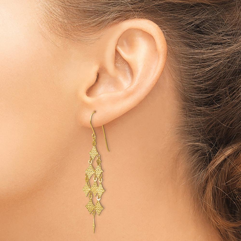 14K Yellow Gold Diamond-Cut Chandelier Drop Earrings - 61mm Length by 0