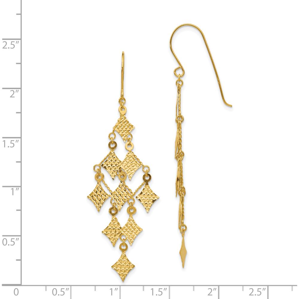14K Yellow Gold Diamond-Cut Chandelier Drop Earrings - 61mm Length by 0