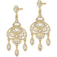 14K Yellow Gold Diamond-Cut Chandelier Drop Earrings with Rhodium Accents - 1.00 Carat Total Diamond Weight by 0
