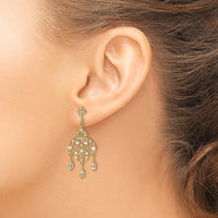 14K Yellow Gold Diamond-Cut Chandelier Drop Earrings with Rhodium Accents - 1.00 Carat Total Diamond Weight by 0