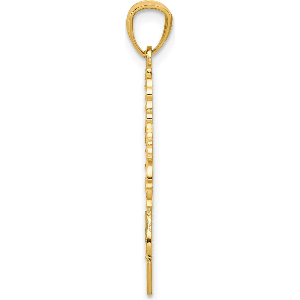 14K Yellow Gold Diamond-Cut Cheerleader with Pom-Poms Pendant - Solid 30mm Charm by Oro Pregiato