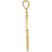 14K Yellow Gold Diamond-Cut Circle Pendant with White Rhodium Accents - 36mm by Oro Pregiato