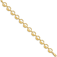 14K Yellow Gold Diamond-Cut Claddagh Circle Link Bracelet - 7" Length by Oro Pregiato