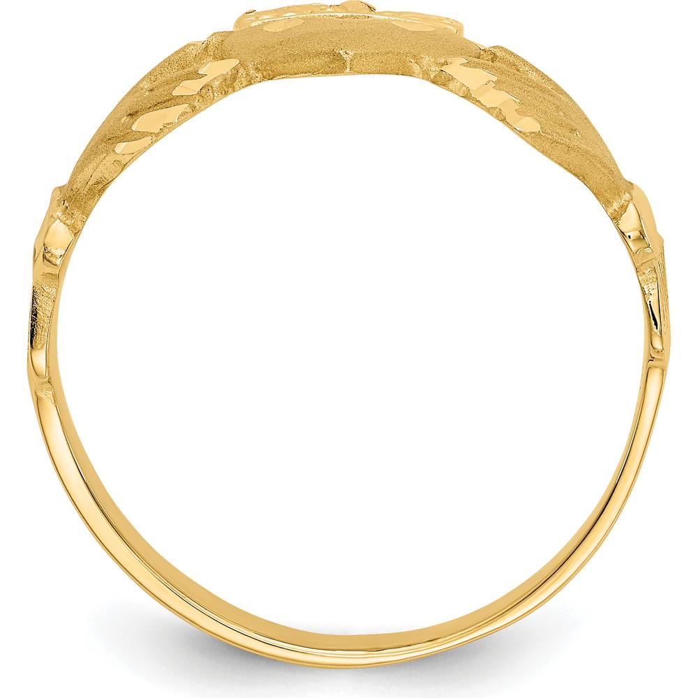 14K Yellow Gold Diamond-cut Claddagh Ring - Symbol of Love and Loyalty by Oro Pregiato