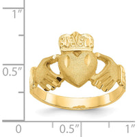 14K Yellow Gold Diamond-cut Claddagh Ring - Symbol of Love and Loyalty by Oro Pregiato