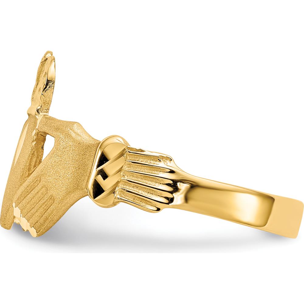 14K Yellow Gold Diamond-cut Claddagh Ring - Symbol of Love and Loyalty by Oro Pregiato