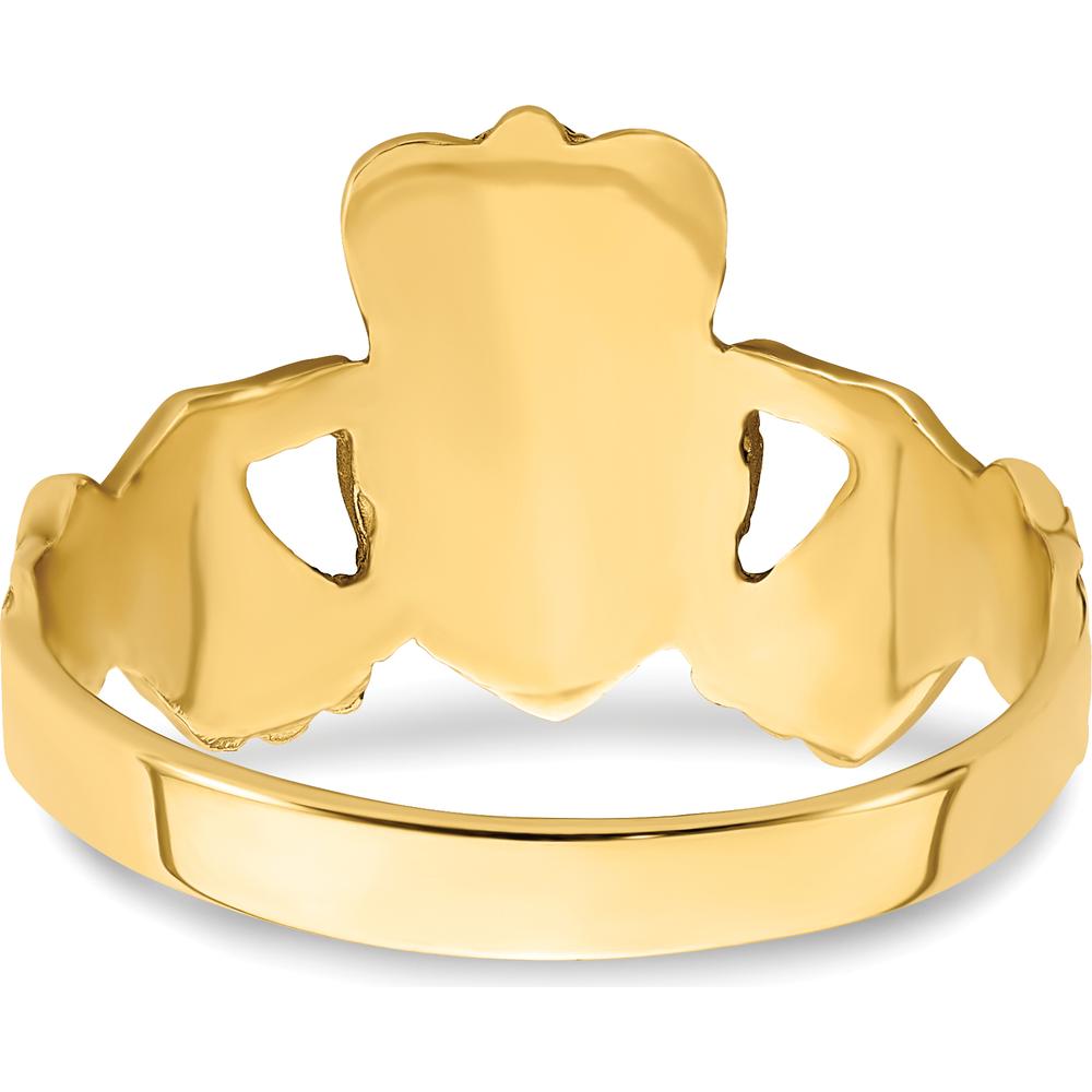 14K Yellow Gold Diamond-cut Claddagh Ring - Symbol of Love and Loyalty by Oro Pregiato