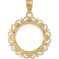 14K Yellow Gold Diamond-Cut Coin Bezel Pendant for 1/10 oz. American Eagle Coin - Polished Finish by Numis Coin Jewelry