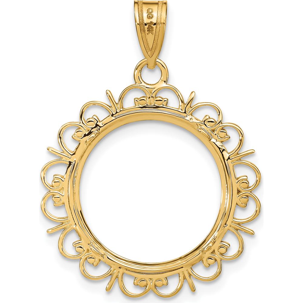 14K Yellow Gold Diamond-Cut Coin Bezel Pendant for 1/10 oz. American Eagle Coin - Polished Finish by Numis Coin Jewelry