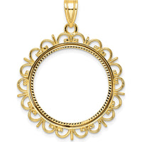 14K Yellow Gold Diamond-Cut Coin Bezel Pendant for 1/4 oz. American Eagle Coin - 38.5mm Length by Numis Coin Jewelry