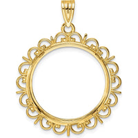 14K Yellow Gold Diamond-Cut Coin Bezel Pendant for 1/4 oz. American Eagle Coin - 38.5mm Length by Numis Coin Jewelry