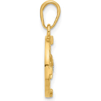 14K Yellow Gold Diamond-Cut Compass Pendant with Diamond Accent - Unisex Pendant by Oro Pregiato