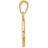 14K Yellow Gold Diamond-Cut Compass Pendant with Rhodium Accents - 22.8mm Length by Oro Pregiato