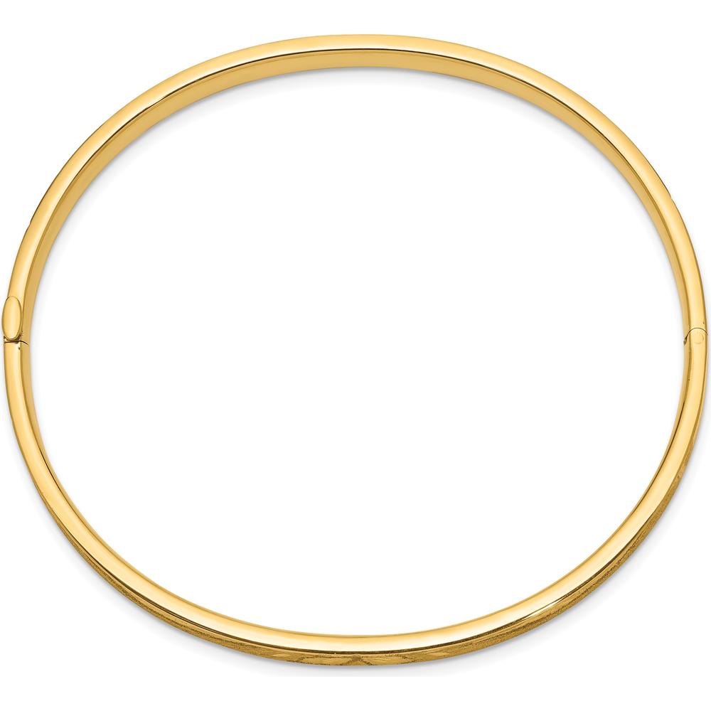 14K Yellow Gold Diamond-Cut Concave Bangle Bracelet with Hinged Clasp by Oro Pregiato