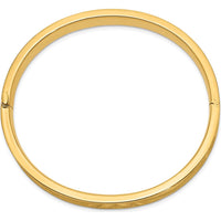14K Yellow Gold Diamond-Cut Concave Hinged Oval Bangle Bracelet by Oro Pregiato