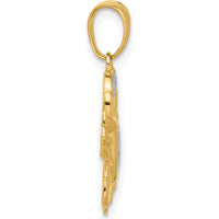 14K Yellow Gold Diamond-Cut Crab Pendant with White Rhodium Accent - 25mm by Oro Pregiato
