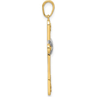 14K Yellow Gold Diamond-Cut Cross and Infinity Pendant with Rhodium Plating - 36.27mm Length by Oro Pregiato
