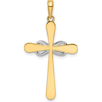 14K Yellow Gold Diamond-Cut Cross and Infinity Pendant with Rhodium Plating - 36.27mm Length by Oro Pregiato