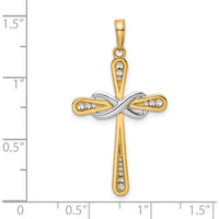 14K Yellow Gold Diamond-Cut Cross and Infinity Pendant with Rhodium Plating - 36.27mm Length by Oro Pregiato