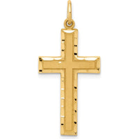 14K Yellow Gold Diamond-Cut Cross Charm - 33mm Length by Oro Pregiato