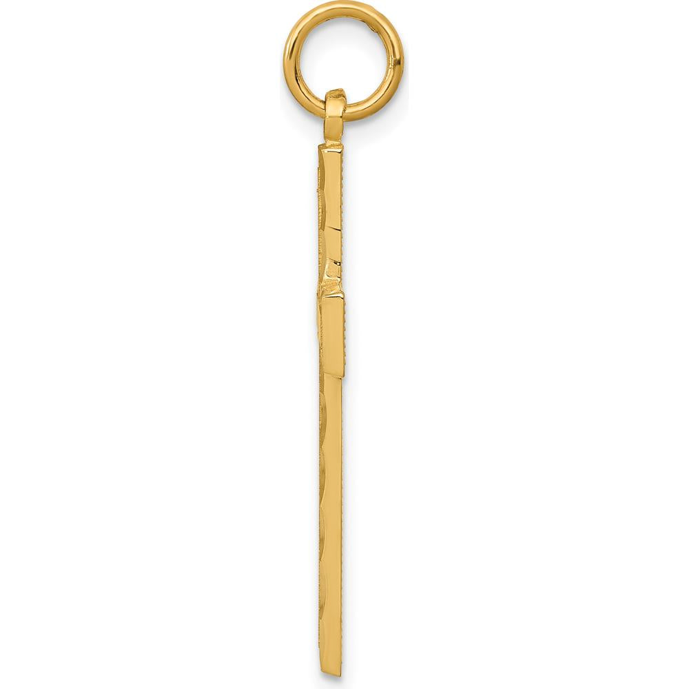 14K Yellow Gold Diamond-Cut Cross Charm - 33mm Length by Oro Pregiato