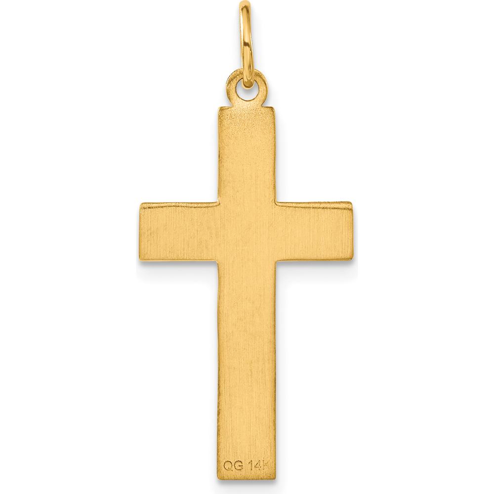14K Yellow Gold Diamond-Cut Cross Charm - 33mm Length by Oro Pregiato