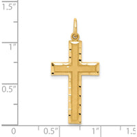 14K Yellow Gold Diamond-Cut Cross Charm - 33mm Length by Oro Pregiato