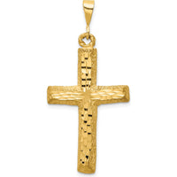 14K Yellow Gold Diamond-Cut Cross Charm Pendant - 45mm Length by Oro Pregiato
