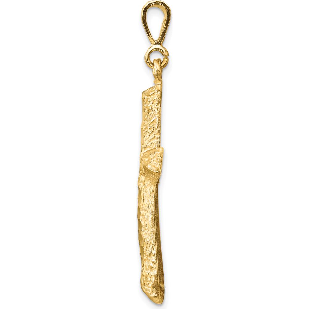 14K Yellow Gold Diamond-Cut Cross Charm Pendant - 45mm Length by Oro Pregiato