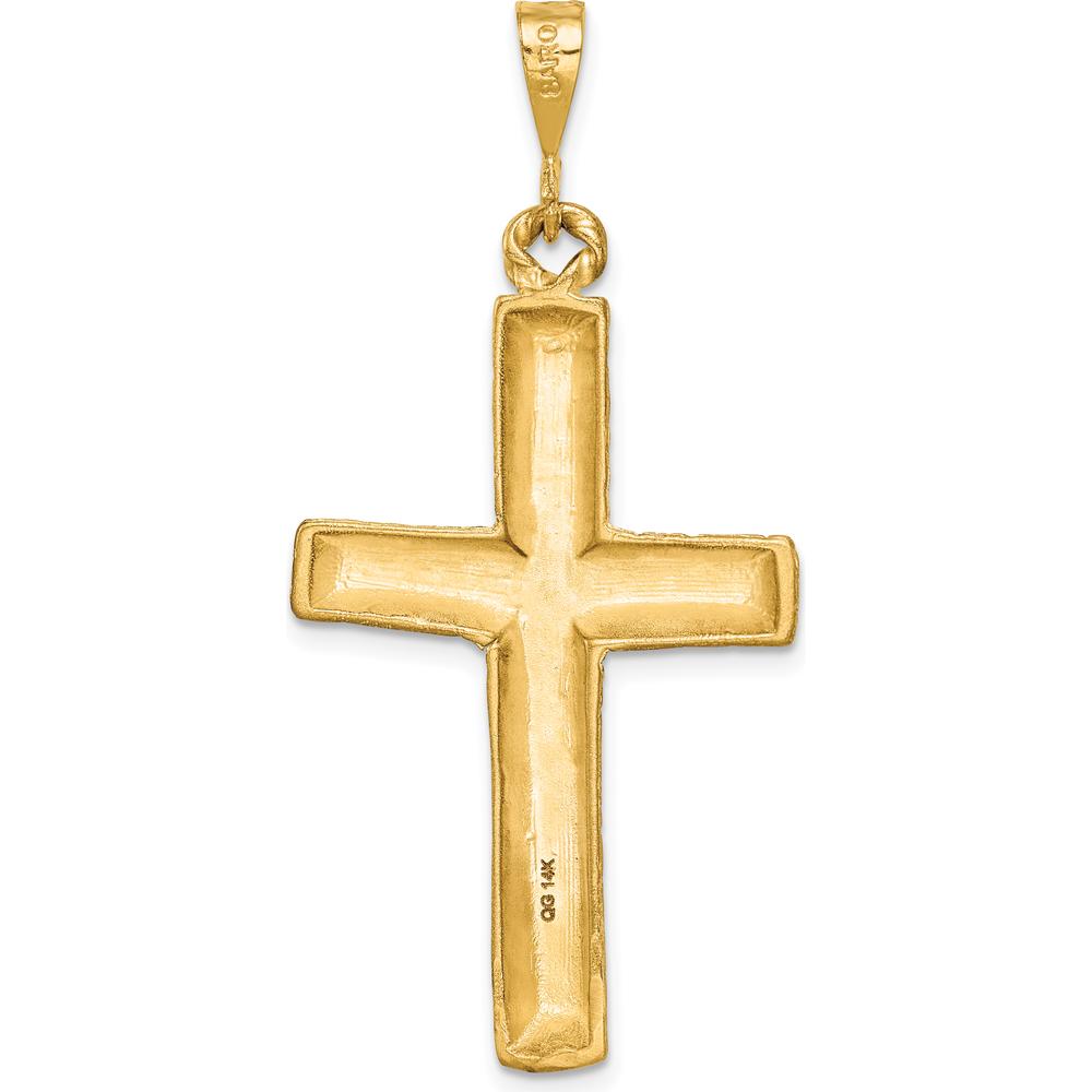14K Yellow Gold Diamond-Cut Cross Charm Pendant - 45mm Length by Oro Pregiato