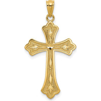 14K Yellow Gold Diamond-Cut Cross Pendant - 34mm Length by Oro Pregiato