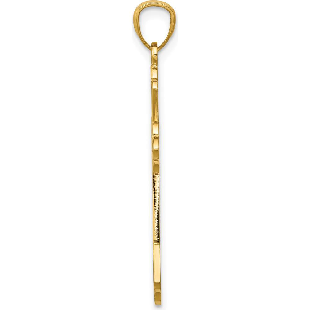 14K Yellow Gold Diamond-Cut Cross Pendant - 34mm Length by Oro Pregiato
