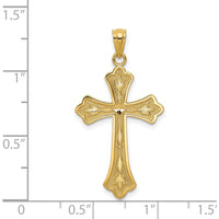 14K Yellow Gold Diamond-Cut Cross Pendant - 34mm Length by Oro Pregiato