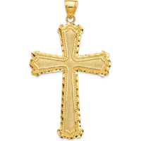 14K Yellow Gold Diamond-Cut Cross Pendant - 42mm Length by Oro Pregiato