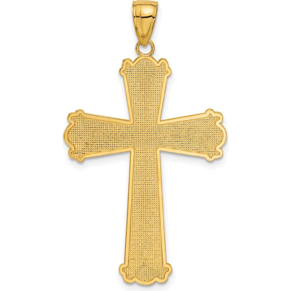 14K Yellow Gold Diamond-Cut Cross Pendant - 42mm Length by Oro Pregiato