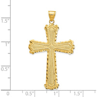 14K Yellow Gold Diamond-Cut Cross Pendant - 42mm Length by Oro Pregiato
