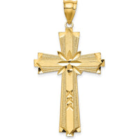 14K Yellow Gold Diamond-Cut Cross Pendant - 47mm Length by Oro Pregiato