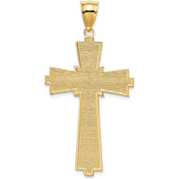 14K Yellow Gold Diamond-Cut Cross Pendant - 47mm Length by Oro Pregiato