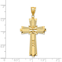 14K Yellow Gold Diamond-Cut Cross Pendant - 47mm Length by Oro Pregiato