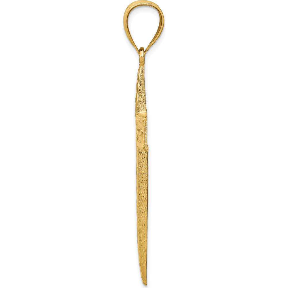14K Yellow Gold Diamond-Cut Cross Pendant - 55mm Length by Oro Pregiato