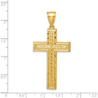 14K Yellow Gold Diamond-Cut Cross Pendant - 55mm Length by Oro Pregiato