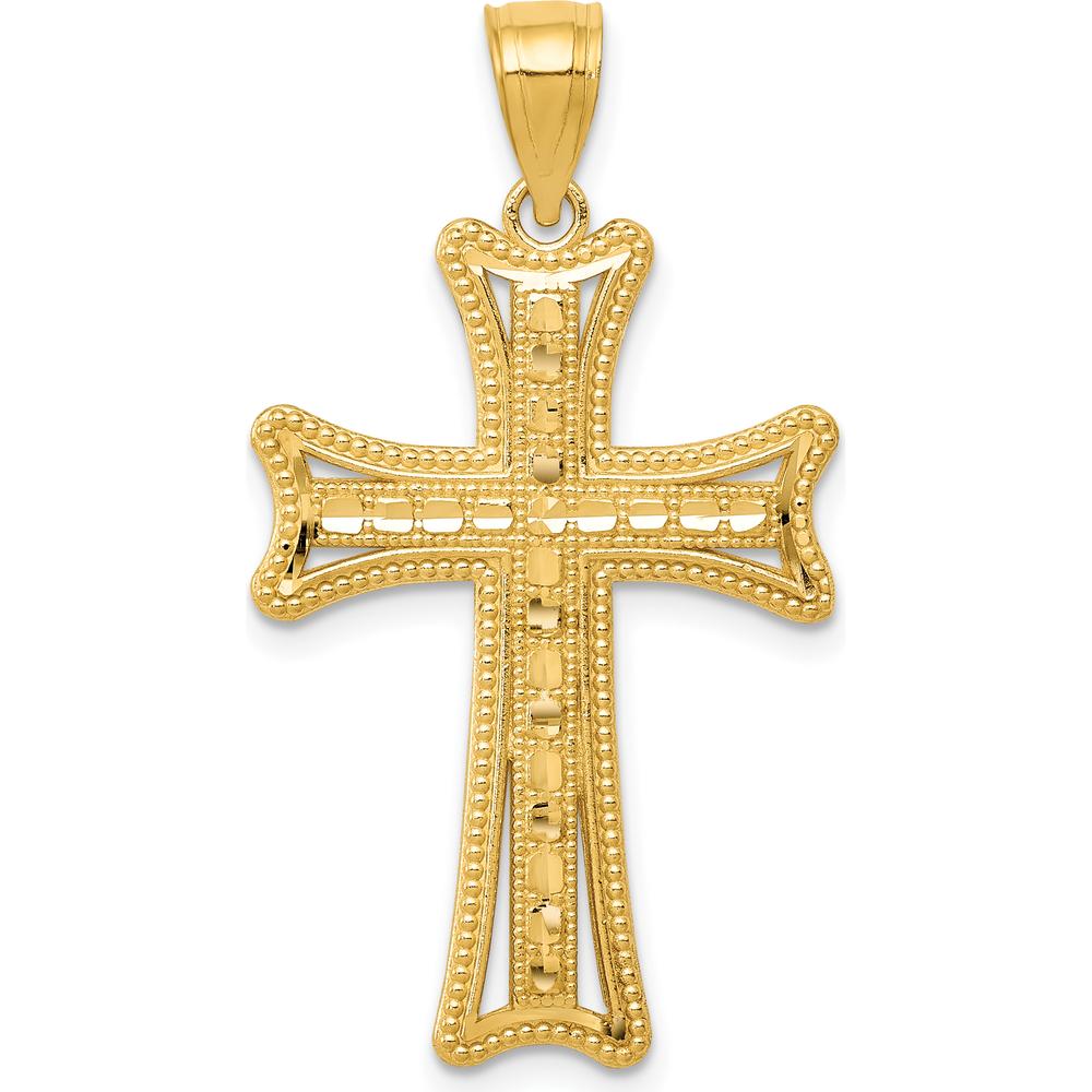 14K Yellow Gold Diamond-Cut Cross Pendant - Timeless Faith Jewelry by Oro Pregiato