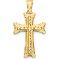 14K Yellow Gold Diamond-Cut Cross Pendant - Timeless Faith Jewelry by Oro Pregiato