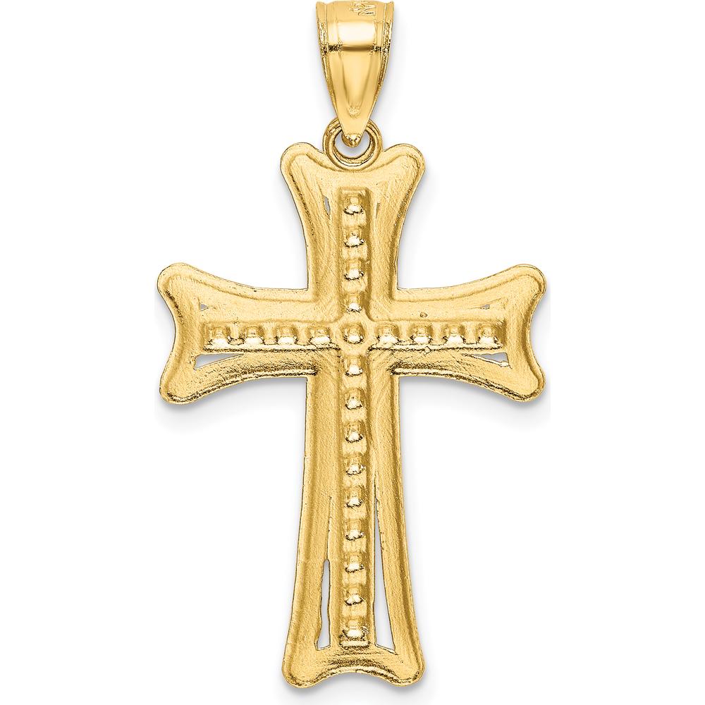 14K Yellow Gold Diamond-Cut Cross Pendant - Timeless Faith Jewelry by Oro Pregiato